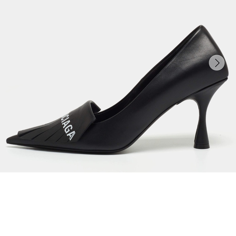 Balenciaga Black Leather Knife Fringe Detail Pointed Toe Pumps Size 39